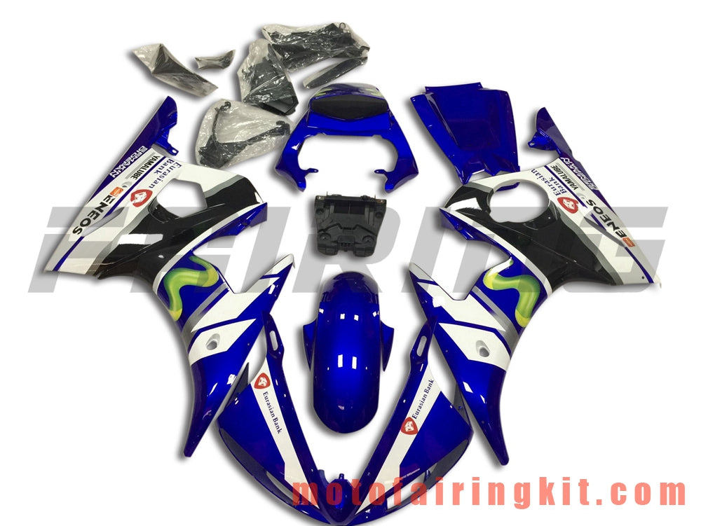 Kits de carenado aptos para YZF-600 R6 2003 2004 YZF 600 R6 03 04 Molde de inyección de plástico ABS Carrocería completa para motocicleta Marco de carrocería de posventa (azul y blanco) B086