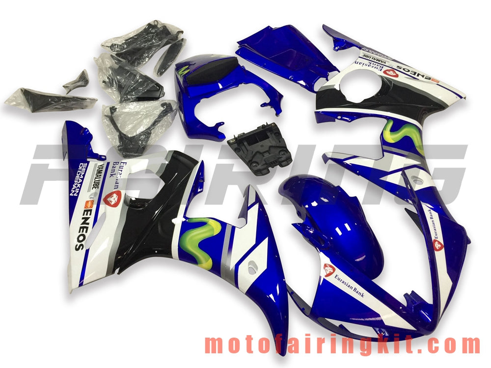 Kits de carenado aptos para YZF-600 R6 2003 2004 YZF 600 R6 03 04 Molde de inyección de plástico ABS Carrocería completa para motocicleta Marco de carrocería de posventa (azul y blanco) B086