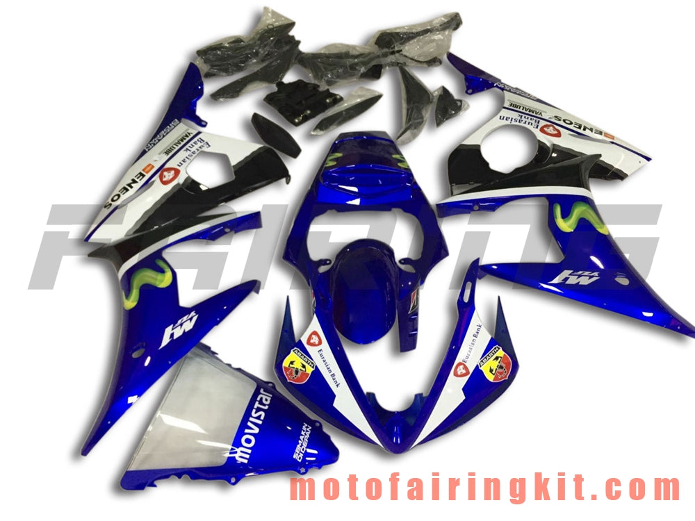 フェアリングキット YZF-600 R6 2003 2004 YZF 600 R6 03 04 プラスチック ABS 射出成型 完全なオートバイボディ アフターマーケットボディワークフレーム (ブルー &amp; ホワイト) B089