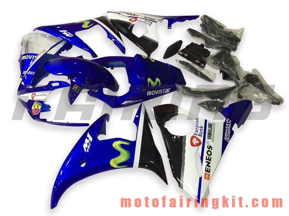 フェアリングキット YZF-600 R6 2003 2004 YZF 600 R6 03 04 プラスチック ABS 射出成型 完全なオートバイボディ アフターマーケットボディワークフレーム (ブルー &amp; ホワイト) B089