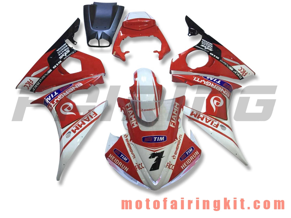 Kits de carenado aptos para YZF-600 R6 2003 2004 YZF 600 R6 03 04 Molde de inyección de plástico ABS Carrocería completa para motocicleta Marco de carrocería de posventa (rojo y blanco) B101