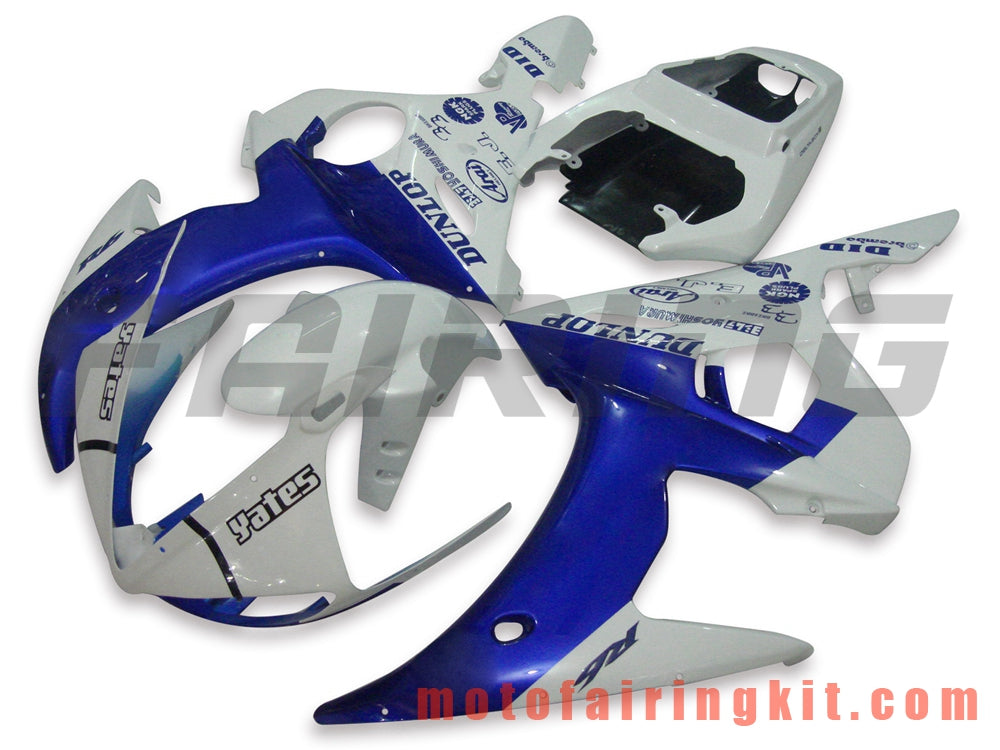 Kits de carenado aptos para YZF-600 R6 2005 YZF 600 R6 05 Molde de inyección de plástico ABS Carrocería completa para motocicleta Marco de carrocería de posventa (azul y blanco) B034