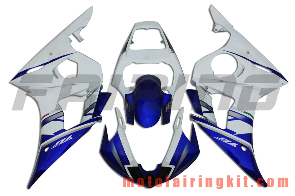 Kits de carenado aptos para YZF-600 R6 2005 YZF 600 R6 05 Molde de inyección de plástico ABS Carrocería completa para motocicleta Marco de carrocería de posventa (blanco y azul) B038