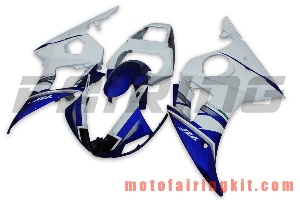 フェアリングキット YZF-600 R6 2005 YZF 600 R6 05 プラスチック ABS 射出成形 完全なオートバイボディ アフターマーケットボディワークフレーム (ホワイト &amp; ブルー) B038