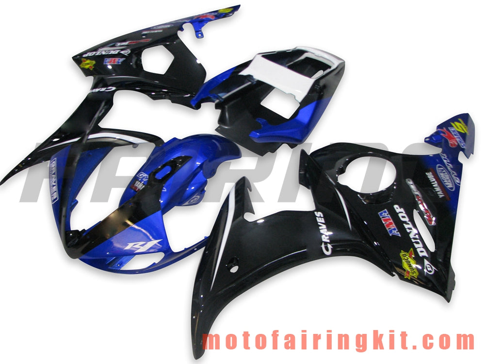 Kits de carenado aptos para YZF-600 R6 2005 YZF 600 R6 05 Molde de inyección de plástico ABS Carrocería completa para motocicleta Marco de carrocería de posventa (azul y negro) B040