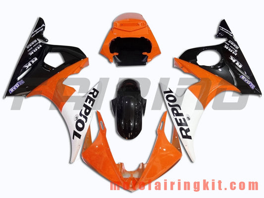 Kits de carenado aptos para YZF-600 R6 2005 YZF 600 R6 05 Molde de inyección de plástico ABS Carrocería completa para motocicleta Marco de carrocería de posventa (naranja y negro) B064