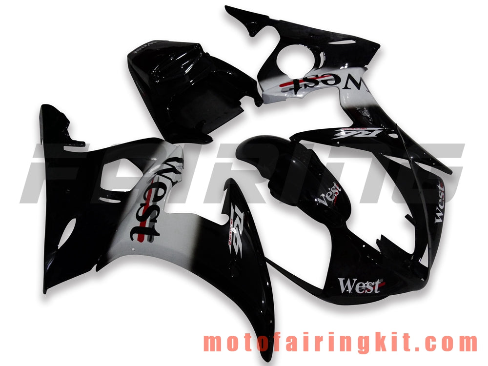 Kits de carenado aptos para YZF-600 R6 2005 YZF 600 R6 05 Molde de inyección de plástico ABS Carrocería completa para motocicleta Marco de carrocería de posventa (blanco y negro) B065