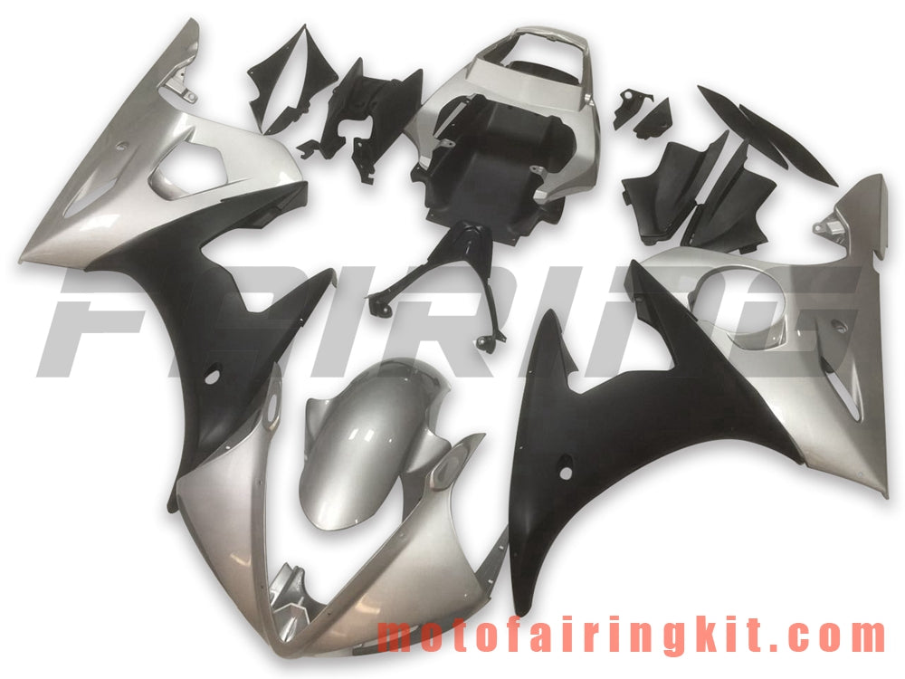 Kits de carenado aptos para YZF-600 R6 2005 YZF 600 R6 05 Molde de inyección de plástico ABS Carrocería completa para motocicleta Marco de carrocería de posventa (plata y negro) B074