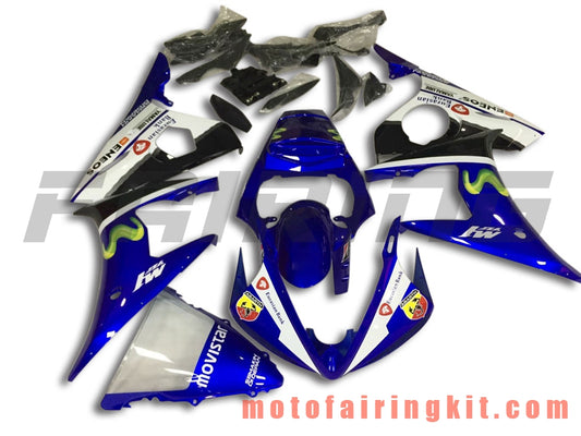 Kits de carenado aptos para YZF-600 R6 2005 YZF 600 R6 05 Molde de inyección de plástico ABS Carrocería completa para motocicleta Marco de carrocería de posventa (azul y blanco) B089