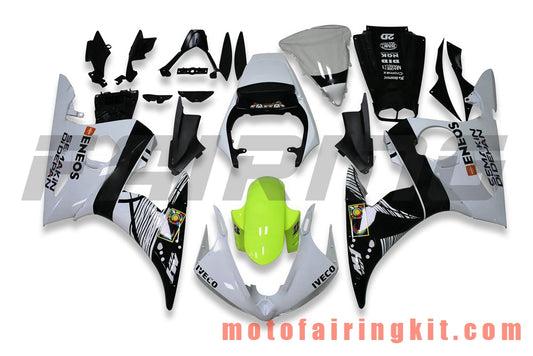 Kits de carenado aptos para YZF-600 R6 2005 YZF 600 R6 05 Molde de inyección de plástico ABS Carrocería completa para motocicleta Marco de carrocería de posventa (blanco y negro) B201