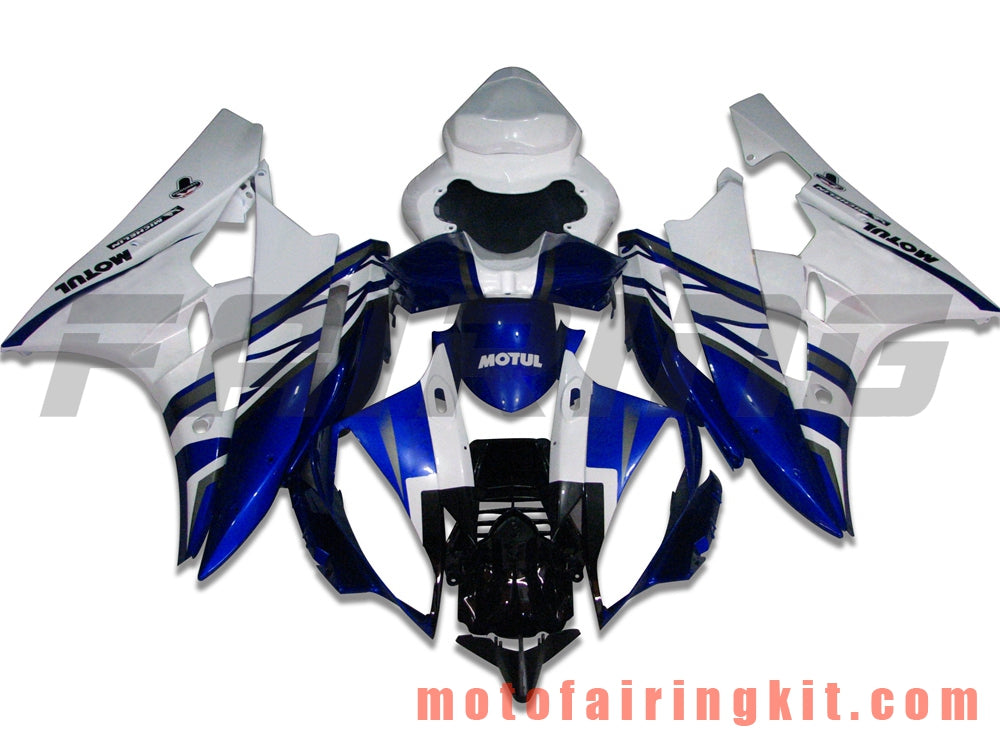 フェアリングキット YZF-600 R6 2006 2007 YZF 600 R6 06 07 プラスチック ABS 射出成形 完全なオートバイボディ アフターマーケットボディワークフレーム (ブルー &amp; ホワイト) B001