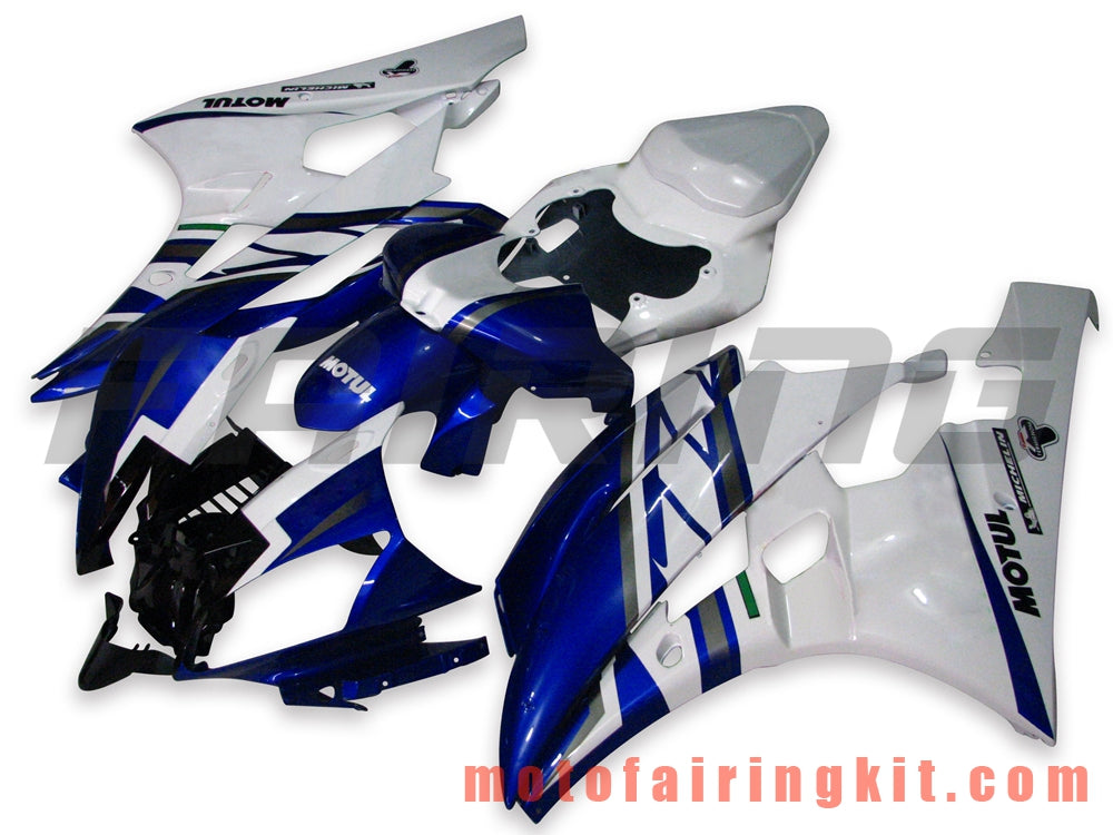 Kits de carenado aptos para YZF-600 R6 2006 2007 YZF 600 R6 06 07 Molde de inyección de plástico ABS Carrocería completa para motocicleta Marco de carrocería de posventa (azul y blanco) B001