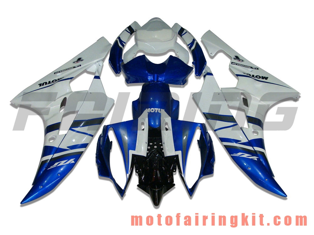 フェアリングキット YZF-600 R6 2006 2007 YZF 600 R6 06 07 プラスチック ABS 射出成形 完全なオートバイボディ アフターマーケットボディワークフレーム (ブルー &amp; ホワイト) B002