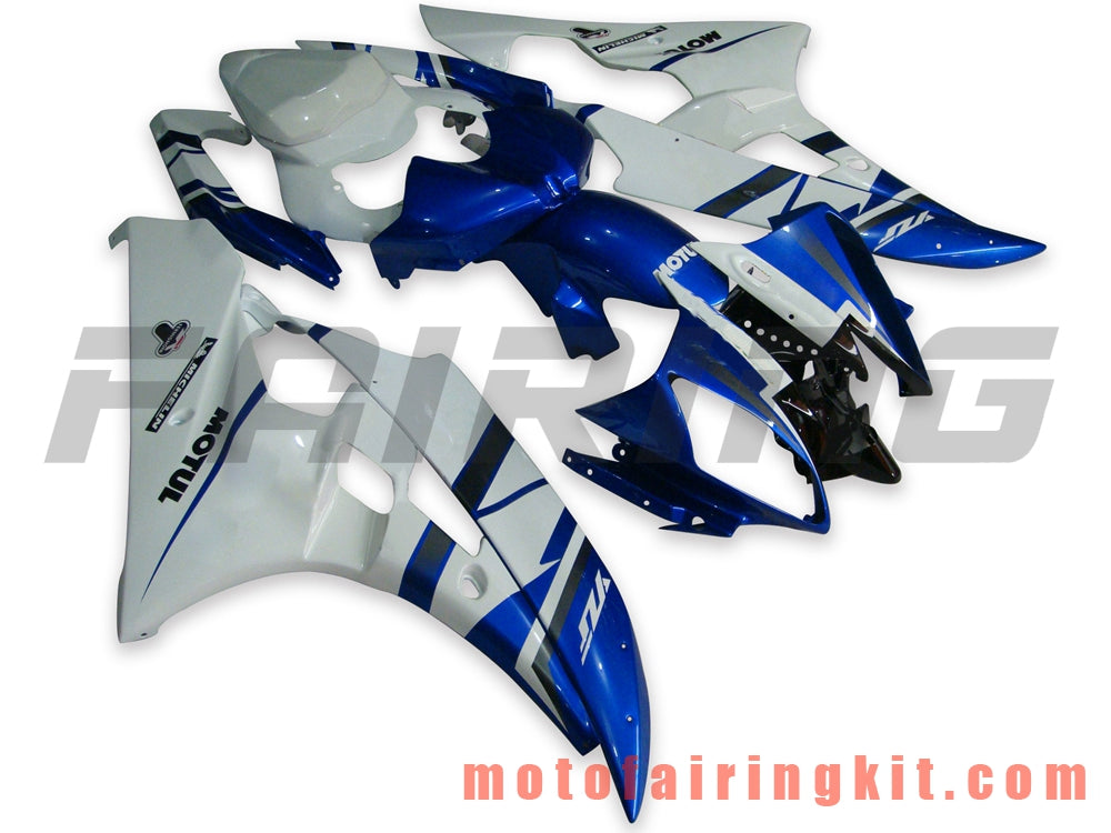 フェアリングキット YZF-600 R6 2006 2007 YZF 600 R6 06 07 プラスチック ABS 射出成形 完全なオートバイボディ アフターマーケットボディワークフレーム (ブルー &amp; ホワイト) B002