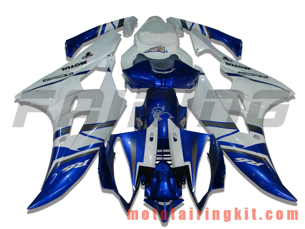 Kits de carenado aptos para YZF-600 R6 2006 2007 YZF 600 R6 06 07 Molde de inyección de plástico ABS Carrocería completa para motocicleta Marco de carrocería de posventa (azul y blanco) B003