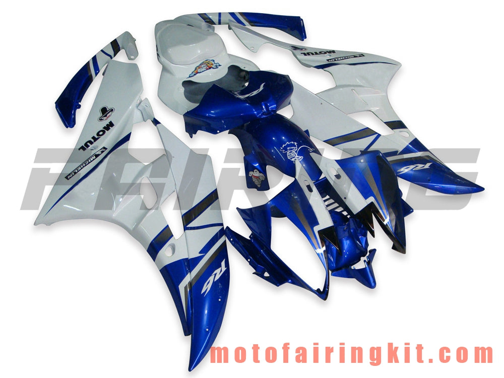 Kits de carenado aptos para YZF-600 R6 2006 2007 YZF 600 R6 06 07 Molde de inyección de plástico ABS Carrocería completa para motocicleta Marco de carrocería de posventa (azul y blanco) B003