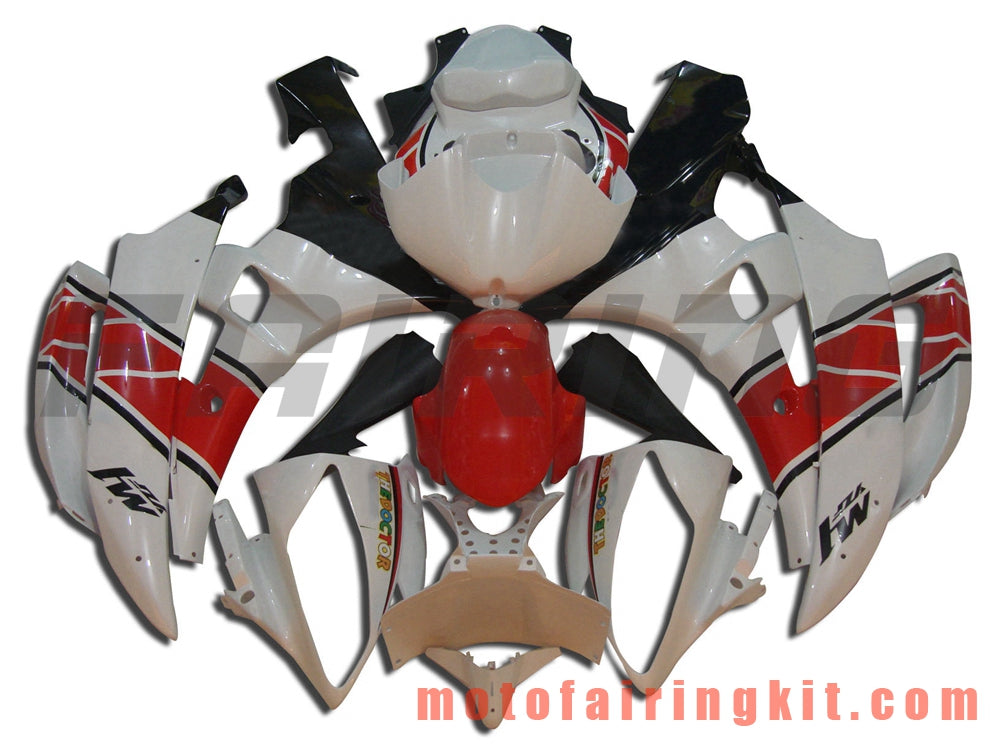 Fairing Kits Fit for YZF-600 R6 2006 2007 YZF 600 R6 06 07 Plastic ABS Injection Mold Complete Motorcycle Body Aftermarket Bodywork Frame (White & Red) B007