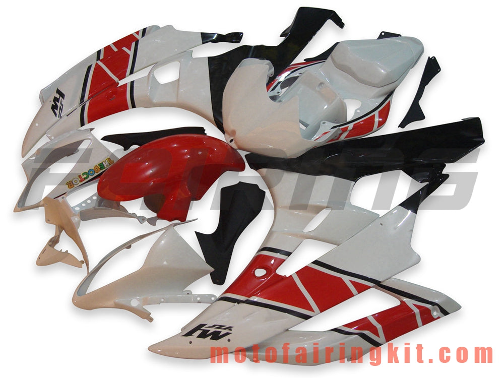 Fairing Kits Fit for YZF-600 R6 2006 2007 YZF 600 R6 06 07 Plastic ABS Injection Mold Complete Motorcycle Body Aftermarket Bodywork Frame (White & Red) B007