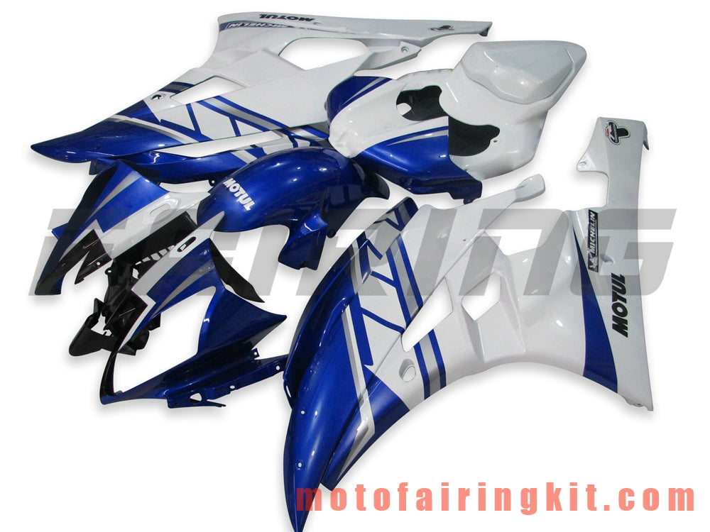 フェアリングキット YZF-600 R6 2006 2007 YZF 600 R6 06 07 プラスチック ABS 射出成形 完全なオートバイボディ アフターマーケットボディワークフレーム (ブルー &amp; ホワイト) B008