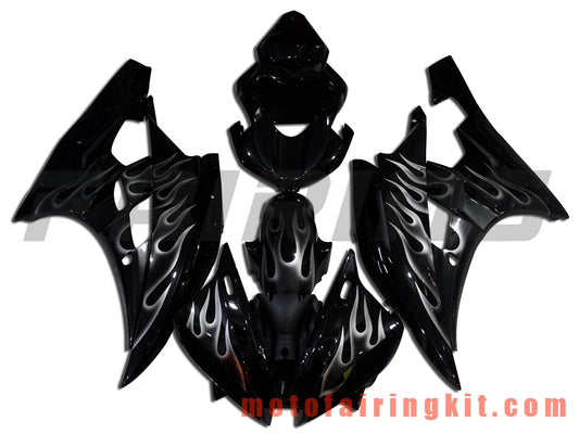 Kits de carenado aptos para YZF-600 R6 2006 2007 YZF 600 R6 06 07 Molde de inyección de plástico ABS Carrocería completa para motocicleta Marco de carrocería de posventa (negro y plateado) B013