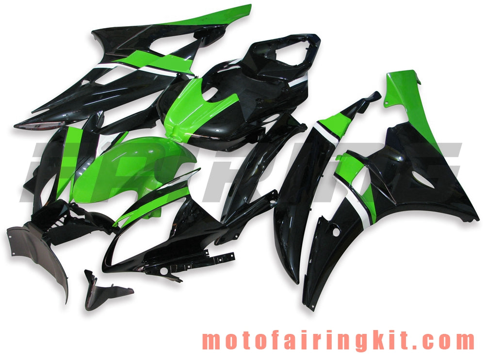 Fairing Kits Fit for YZF-600 R6 2006 2007 YZF 600 R6 06 07 Plastic ABS Injection Mold Complete Motorcycle Body Aftermarket Bodywork Frame (Black & Green) B024