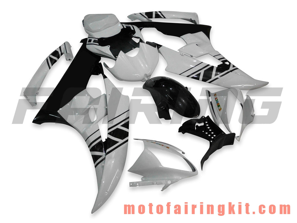 Fairing Kits Fit for YZF-600 R6 2006 2007 YZF 600 R6 06 07 Plastic ABS Injection Mold Complete Motorcycle Body Aftermarket Bodywork Frame (White & Black) B026