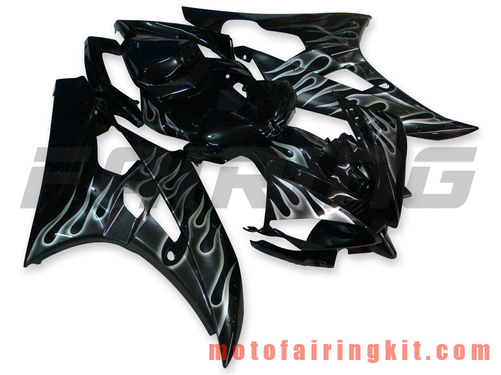 Fairing Kits Fit for YZF-600 R6 2006 2007 YZF 600 R6 06 07 Plastic ABS Injection Mold Complete Motorcycle Body Aftermarket Bodywork Frame (Black & Silver) B033