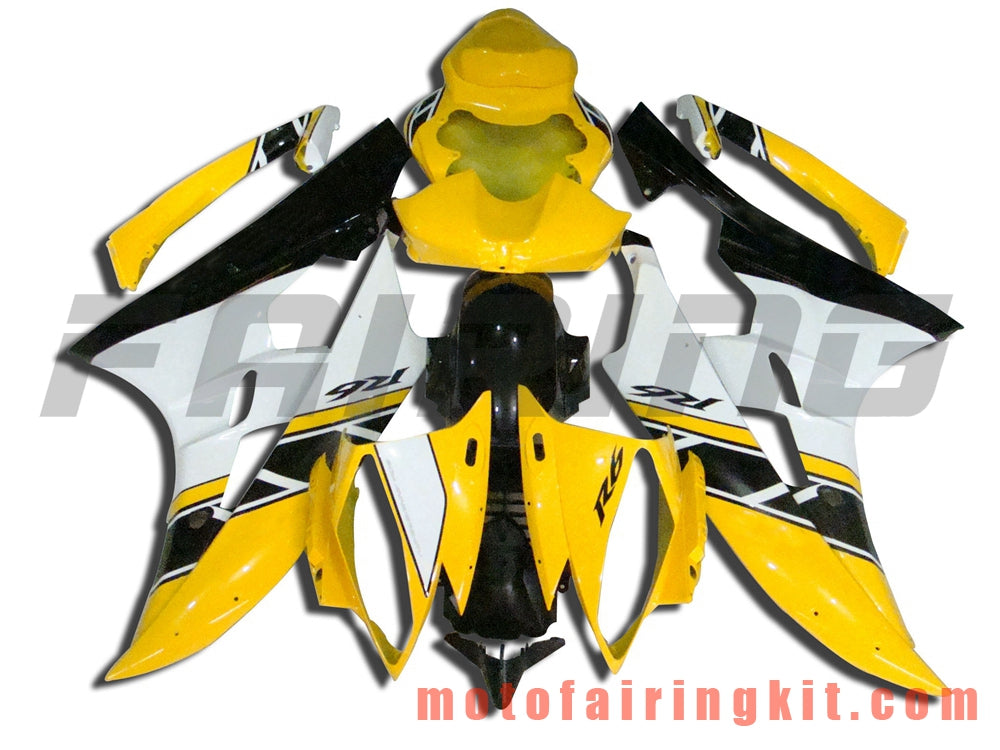 Fairing Kits Fit for YZF-600 R6 2006 2007 YZF 600 R6 06 07 Plastic ABS Injection Mold Complete Motorcycle Body Aftermarket Bodywork Frame (Yellow & White) B036