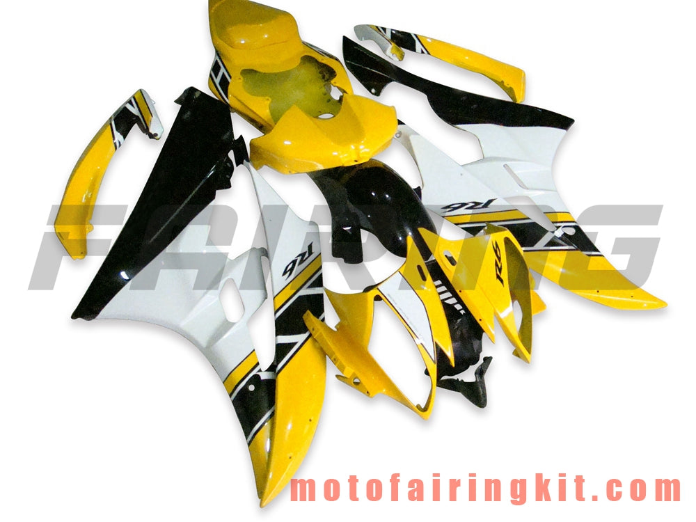 フェアリングキット YZF-600 R6 2006 2007 YZF 600 R6 06 07 プラスチック ABS 射出成形 完全なオートバイボディ アフターマーケットボディワークフレーム (イエロー &amp; ホワイト) B036