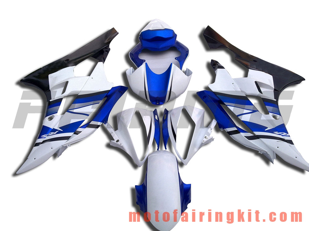 Kits de carenado aptos para YZF-600 R6 2006 2007 YZF 600 R6 06 07 Molde de inyección de plástico ABS Carrocería completa para motocicleta Marco de carrocería de posventa (blanco y azul) B040