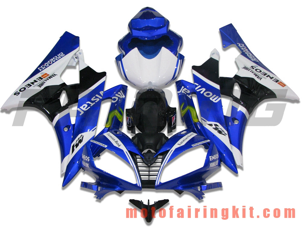 Kits de carenado aptos para YZF-600 R6 2006 2007 YZF 600 R6 06 07 Molde de inyección de plástico ABS Carrocería completa para motocicleta Marco de carrocería de posventa (azul y blanco) B047