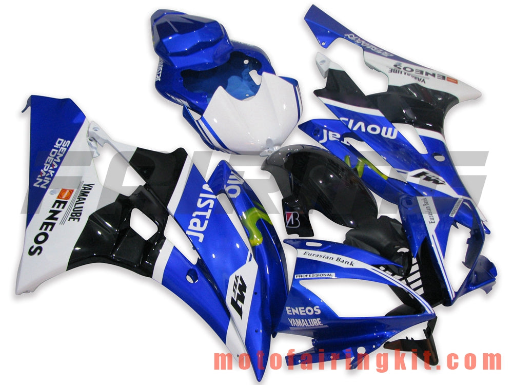 Kits de carenado aptos para YZF-600 R6 2006 2007 YZF 600 R6 06 07 Molde de inyección de plástico ABS Carrocería completa para motocicleta Marco de carrocería de posventa (azul y blanco) B047