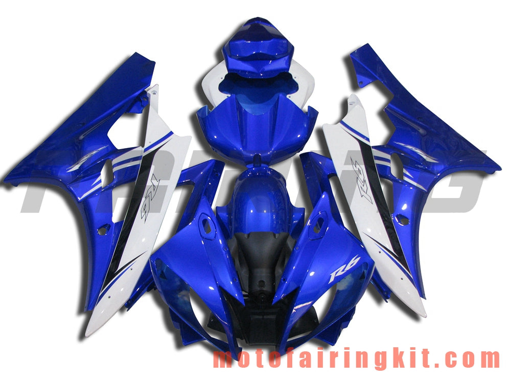 Fairing Kits Fit for YZF-600 R6 2006 2007 YZF 600 R6 06 07 Plastic ABS Injection Mold Complete Motorcycle Body Aftermarket Bodywork Frame (Blue & White) B048