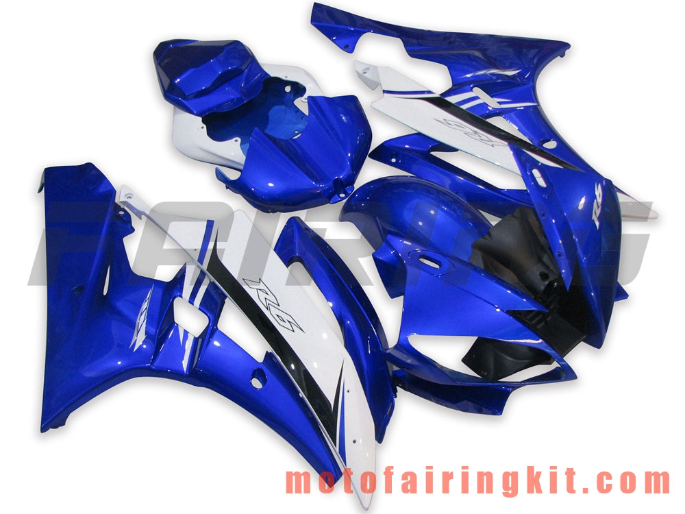 フェアリングキット YZF-600 R6 2006 2007 YZF 600 R6 06 07 プラスチック ABS 射出成型 完全なオートバイボディ アフターマーケットボディワークフレーム (ブルー &amp; ホワイト) B048