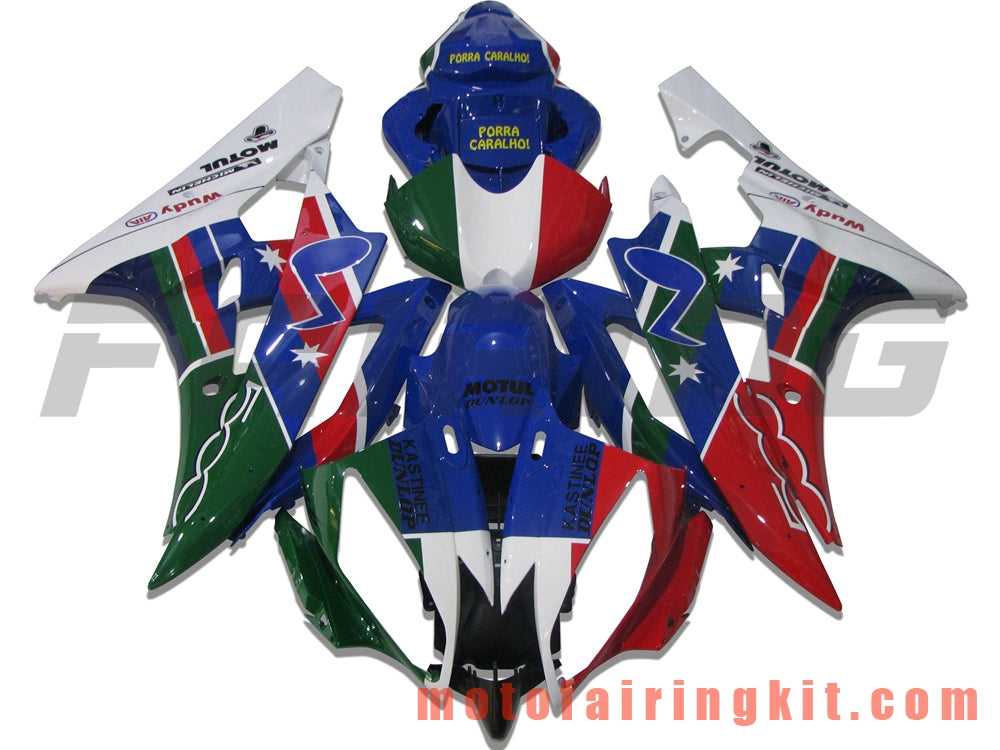 Kits de carenado aptos para YZF-600 R6 2006 2007 YZF 600 R6 06 07 Molde de inyección de plástico ABS Carrocería completa para motocicleta Marco de carrocería de posventa (azul y rojo) B049