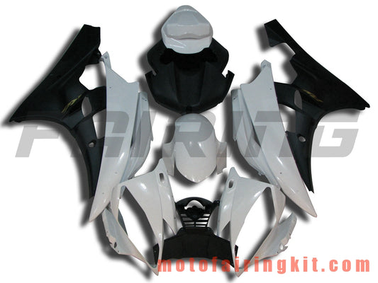 Fairing Kits Fit for YZF-600 R6 2006 2007 YZF 600 R6 06 07 Plastic ABS Injection Mold Complete Motorcycle Body Aftermarket Bodywork Frame (White & Black) B050