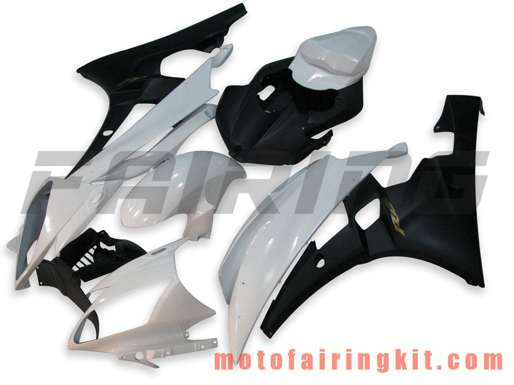 Fairing Kits Fit for YZF-600 R6 2006 2007 YZF 600 R6 06 07 Plastic ABS Injection Mold Complete Motorcycle Body Aftermarket Bodywork Frame (White & Black) B050