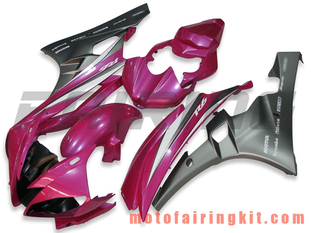 Fairing Kits Fit for YZF-600 R6 2006 2007 YZF 600 R6 06 07 Plastic ABS Injection Mold Complete Motorcycle Body Aftermarket Bodywork Frame (Pink & Gray) B051