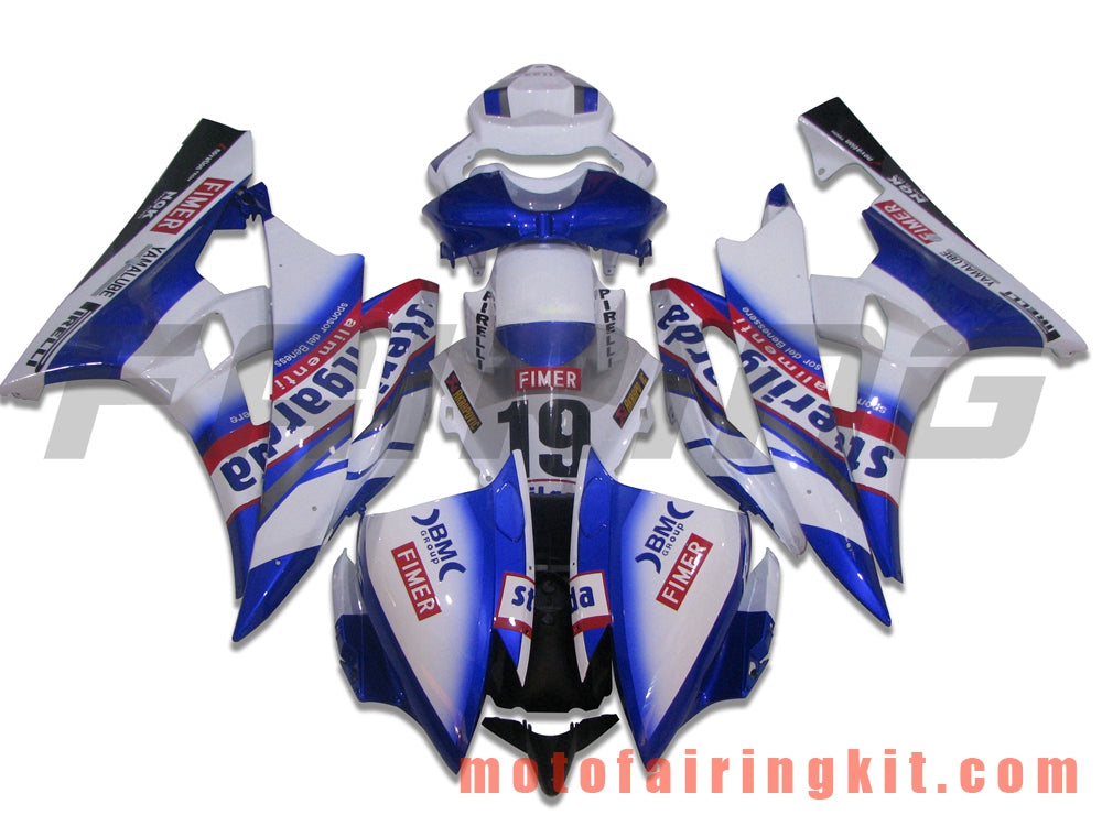 Kits de carenado aptos para YZF-600 R6 2006 2007 YZF 600 R6 06 07 Molde de inyección de plástico ABS Carrocería completa para motocicleta Marco de carrocería de posventa (azul y blanco) B058