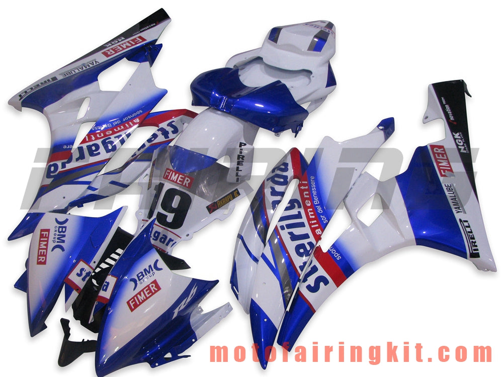 Kits de carenado aptos para YZF-600 R6 2006 2007 YZF 600 R6 06 07 Molde de inyección de plástico ABS Carrocería completa para motocicleta Marco de carrocería de posventa (azul y blanco) B058