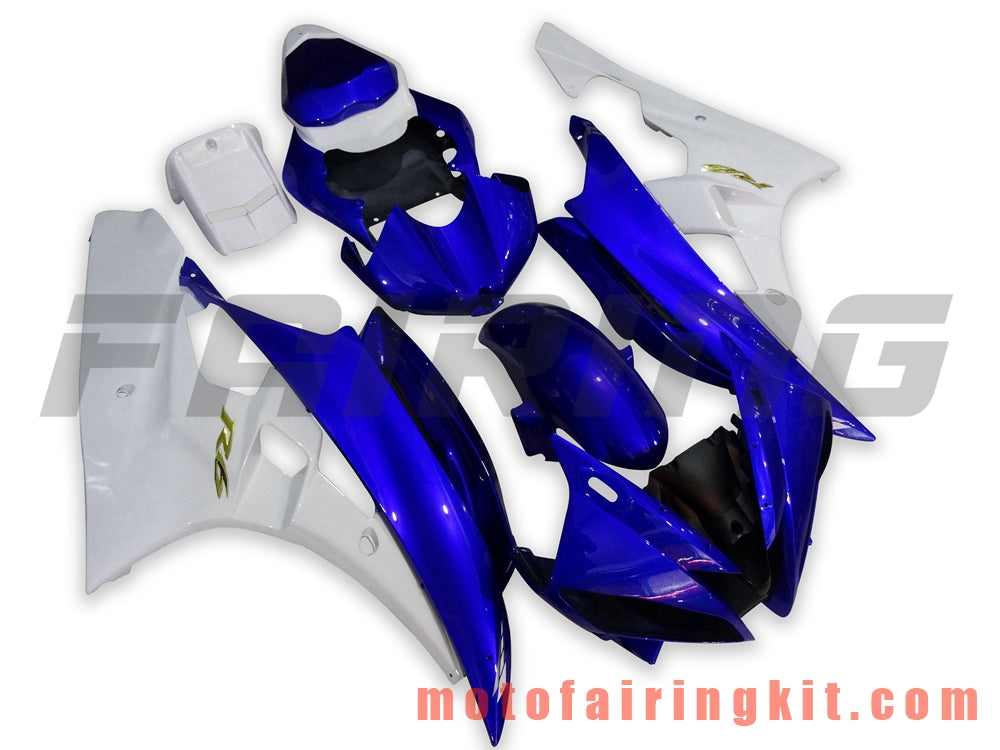 フェアリングキット YZF-600 R6 2006 2007 YZF 600 R6 06 07 プラスチック ABS 射出成形 完全なオートバイボディ アフターマーケットボディワークフレーム (ブルー &amp; ホワイト) B059