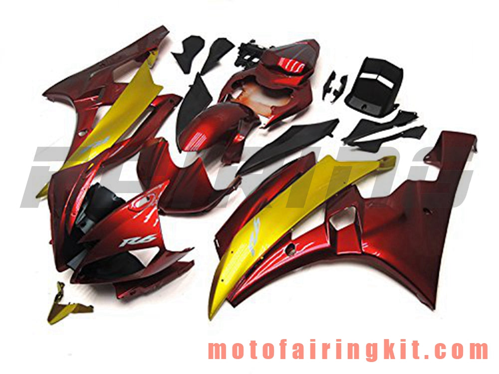 Fairing Kits Fit for YZF-600 R6 2006 2007 YZF 600 R6 06 07 Plastic ABS Injection Mold Complete Motorcycle Body Aftermarket Bodywork Frame (Red & Yellow) B066