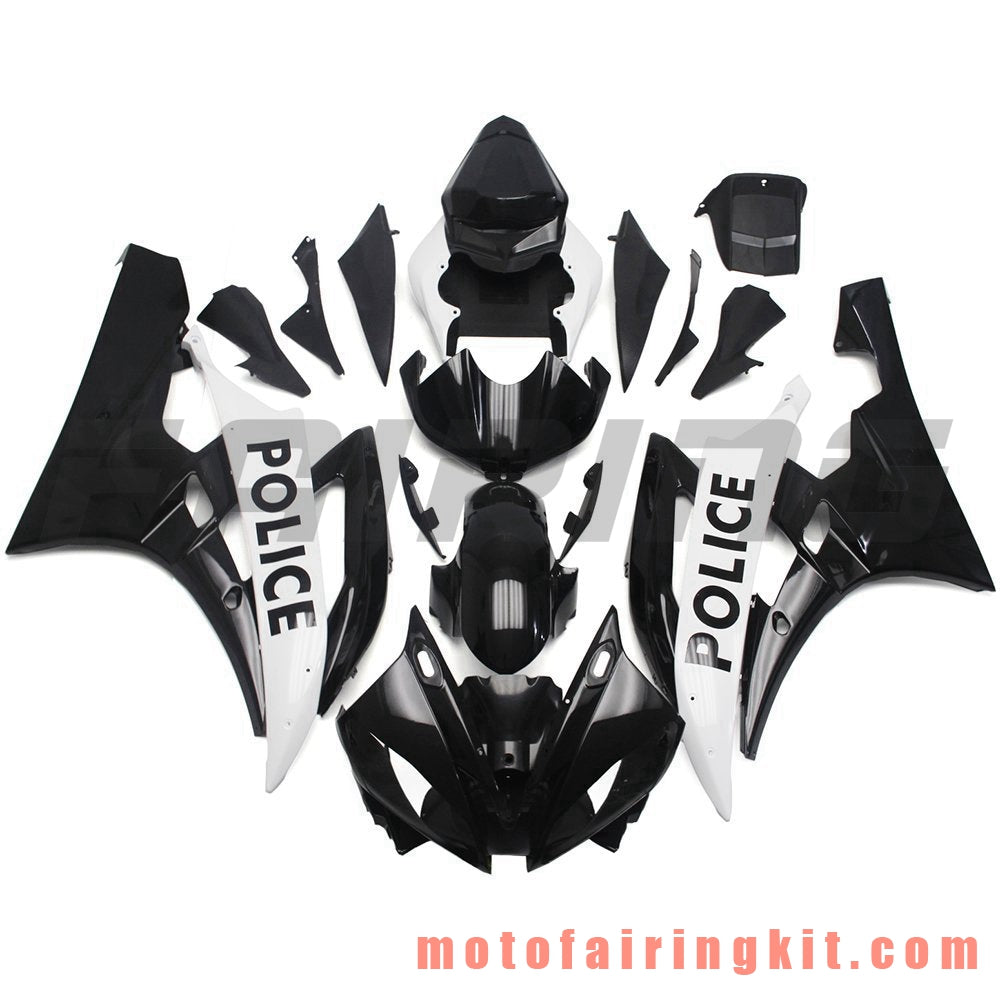 Fairing Kits Fit for YZF-600 R6 2006 2007 YZF 600 R6 06 07 Plastic ABS Injection Mold Complete Motorcycle Body Aftermarket Bodywork Frame (Black & White) B067