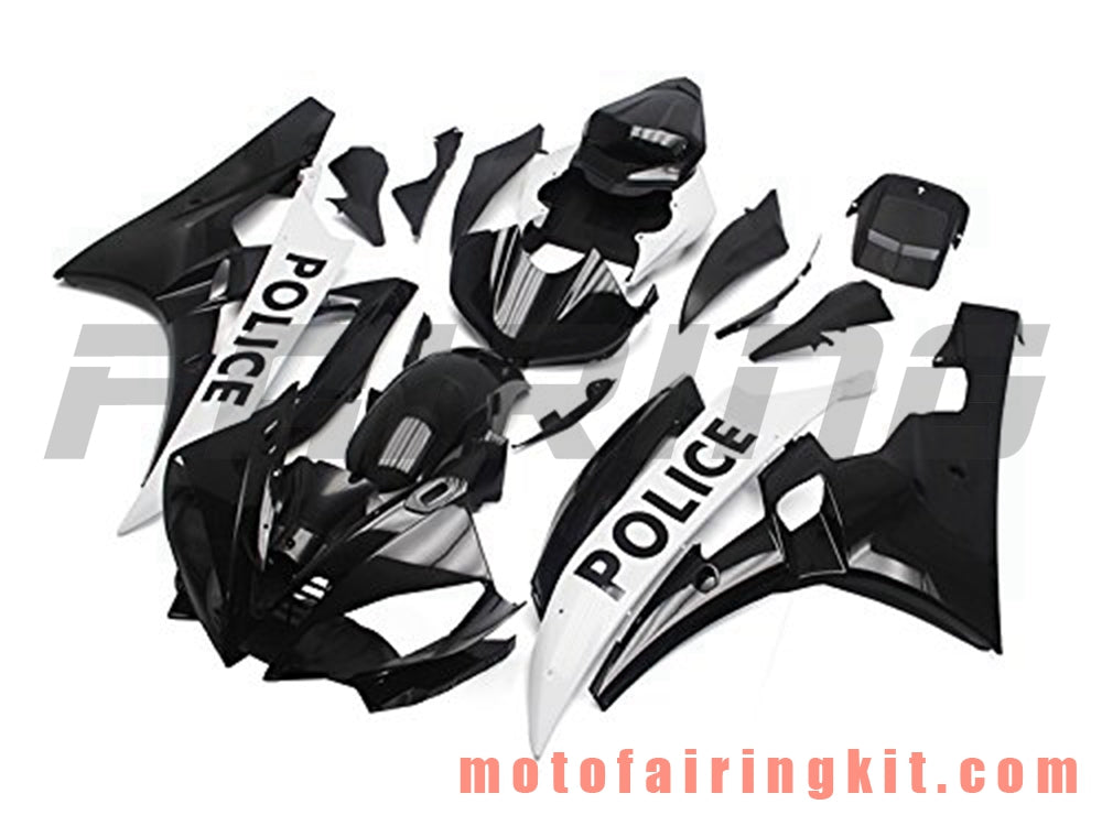 Fairing Kits Fit for YZF-600 R6 2006 2007 YZF 600 R6 06 07 Plastic ABS Injection Mold Complete Motorcycle Body Aftermarket Bodywork Frame (Black & White) B067