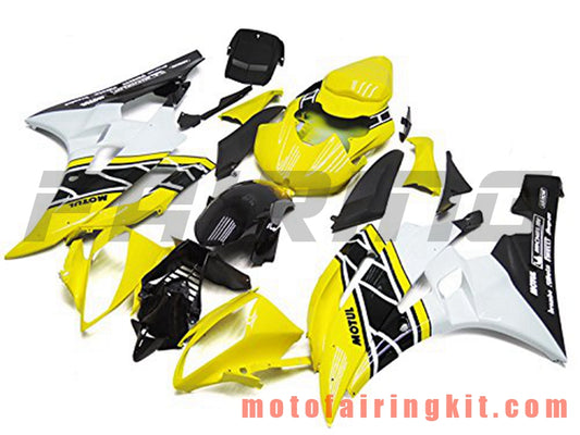 フェアリングキット YZF-600 R6 2006 2007 YZF 600 R6 06 07 プラスチック ABS 射出成形 完全なオートバイボディ アフターマーケットボディワークフレーム (イエロー &amp; ホワイト) B069