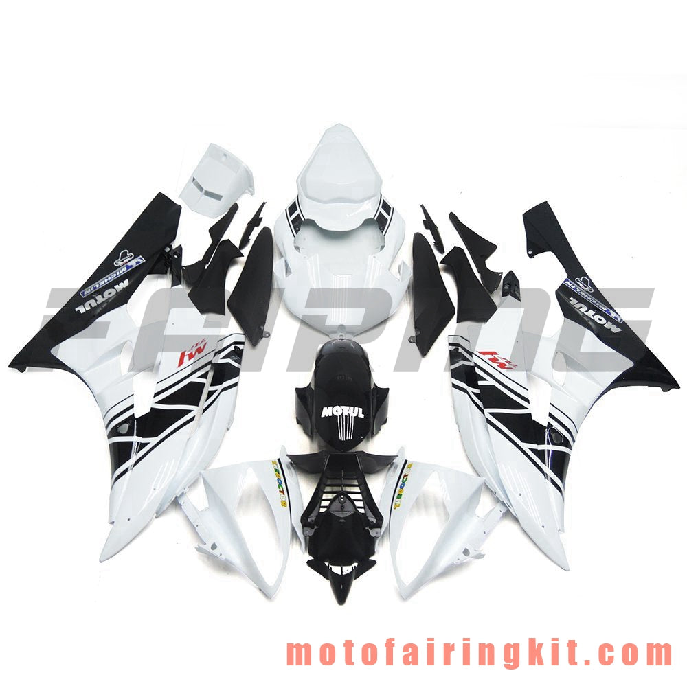 Kits de carenado aptos para YZF-600 R6 2006 2007 YZF 600 R6 06 07 Molde de inyección de plástico ABS Carrocería completa para motocicleta Marco de carrocería de posventa (blanco y negro) B072