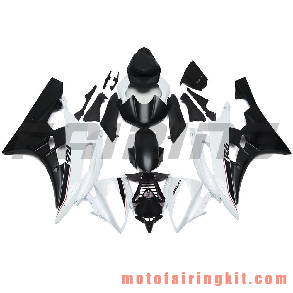 Kits de carenado aptos para YZF-600 R6 2006 2007 YZF 600 R6 06 07 Molde de inyección de plástico ABS Carrocería completa para motocicleta Marco de carrocería de posventa (blanco y negro) B075