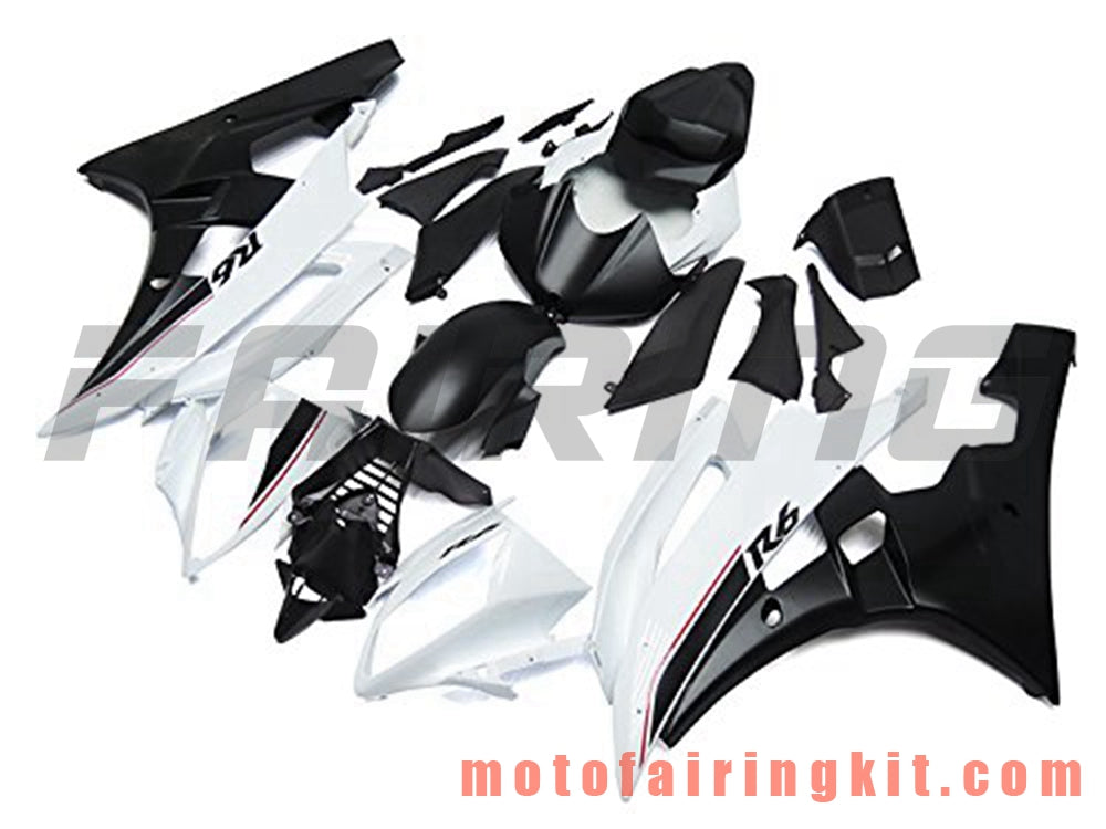 Kits de carenado aptos para YZF-600 R6 2006 2007 YZF 600 R6 06 07 Molde de inyección de plástico ABS Carrocería completa para motocicleta Marco de carrocería de posventa (blanco y negro) B075