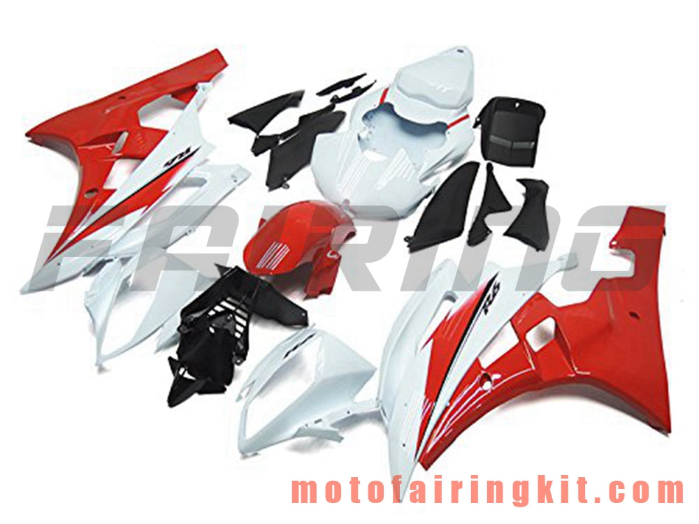 Fairing Kits Fit for YZF-600 R6 2006 2007 YZF 600 R6 06 07 Plastic ABS Injection Mold Complete Motorcycle Body Aftermarket Bodywork Frame (White & Red) B077