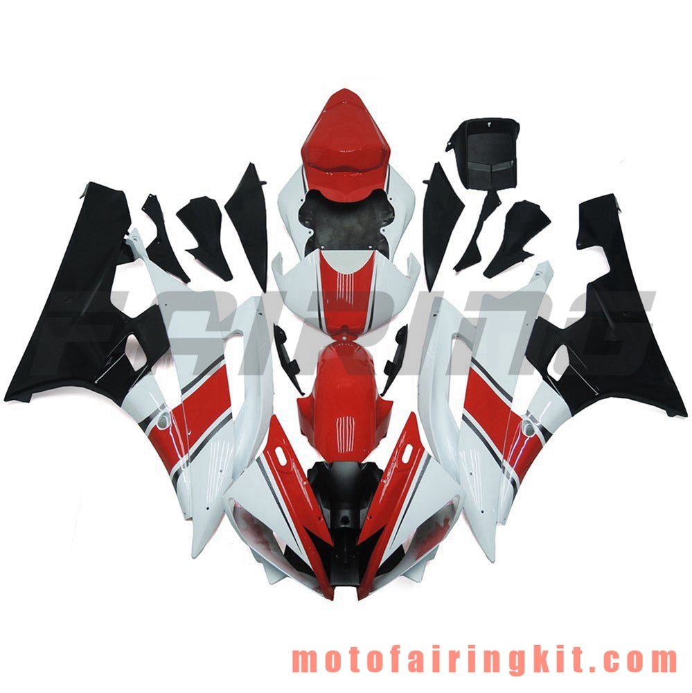 Fairing Kits Fit for YZF-600 R6 2006 2007 YZF 600 R6 06 07 Plastic ABS Injection Mold Complete Motorcycle Body Aftermarket Bodywork Frame (White & Red) B080